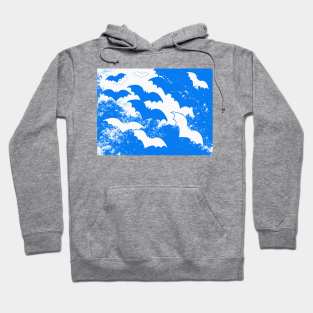 White Bats In Flight Blue Hoodie